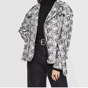 Noize Jacket Womens Size Large dakota snake print Faux Leather Moto zip up New